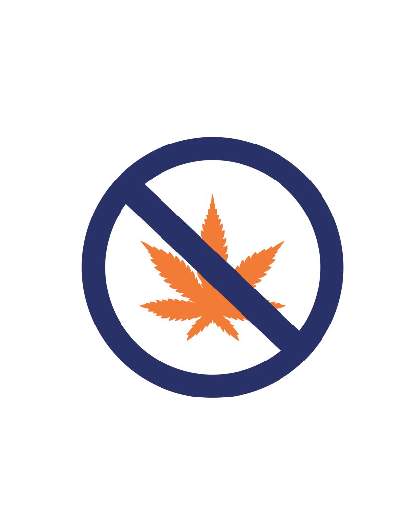 Cannabis leaf in prohibited sign
