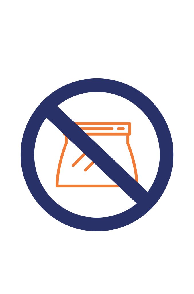 Clear bag inside in a prohibited sign.
