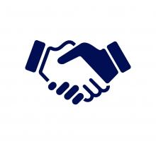 Blue handshake icon