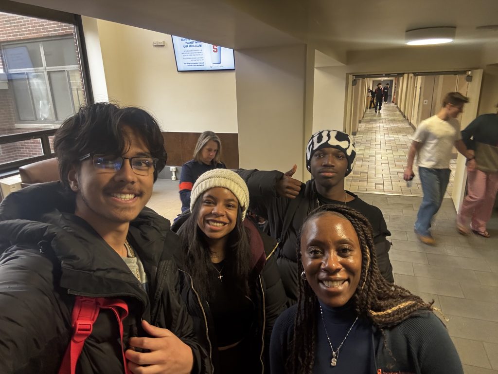 Dean Dixon with SU Students for the Dean Dixon Selfie Challenge 