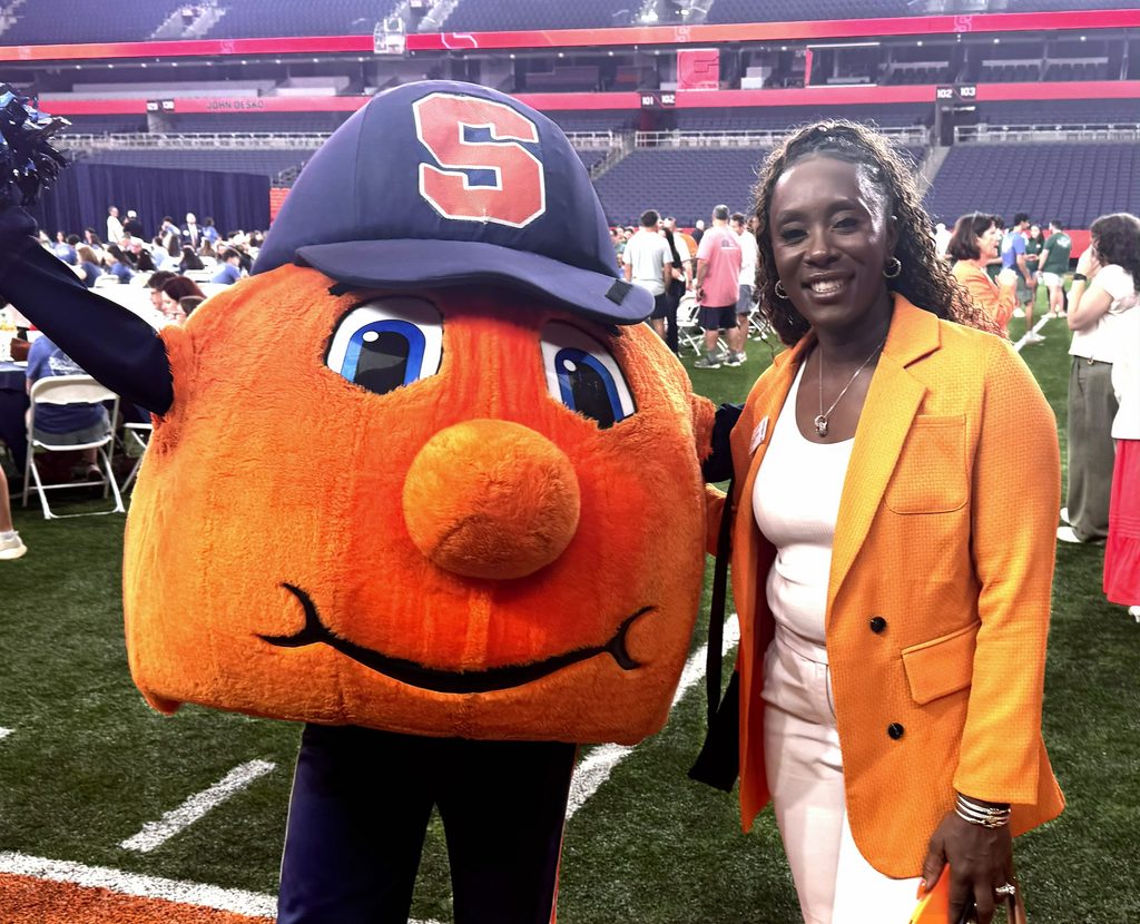 Dean Dixon taking a selfie with a student for Selfie Challenge