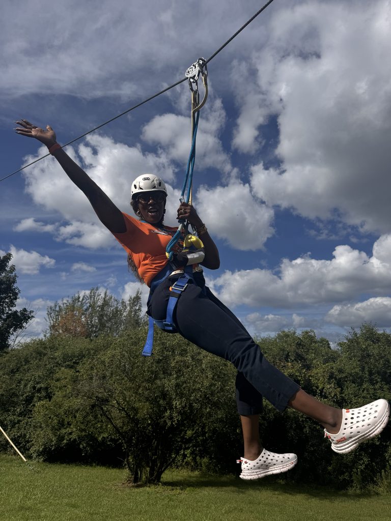 Dean Dixon at the Outdoor Challenge Course Ziplining on South Campus 