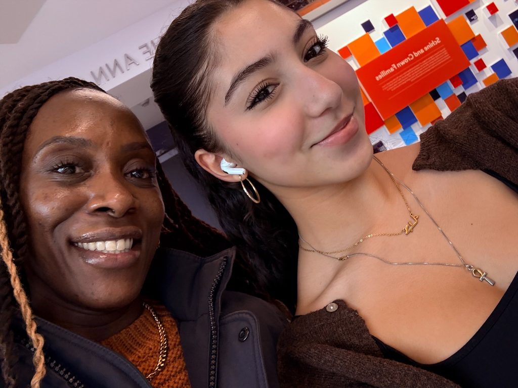 Dean Dixon taking a selfie with a student for Selfie Challenge