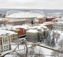 winter aerial view at syracuse university