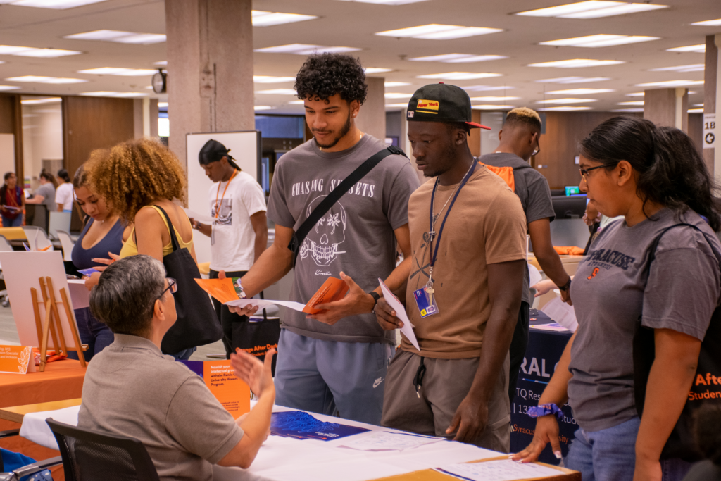 Students connecting with staff at SummerStart 2022 Resource Fair.