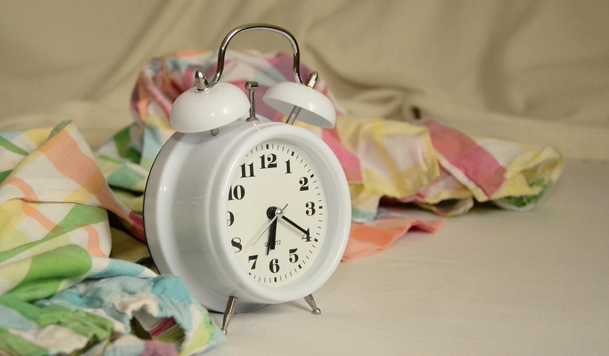 A white alarm clock