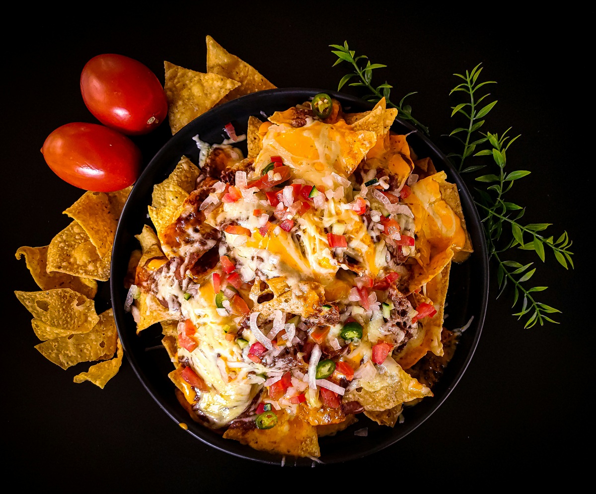 Nachos in a skillet.