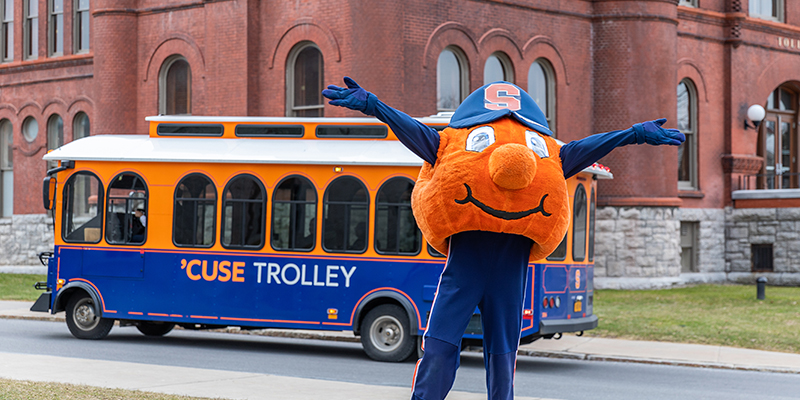 Otto with Syracuse University Trolley