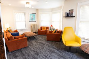 Interior shot of Brown Favors Quiet Lounge in the Barner-McDuffie House